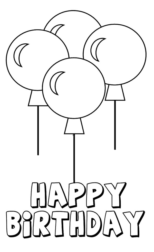 600x982 Four Beautiful Birthday Party Balloons Coloring Pages Best Place