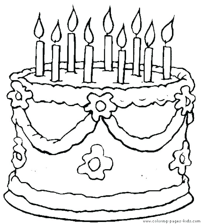 687x764 Birthday Cake Coloring Page Cakes Coloring Pages Cake Printable