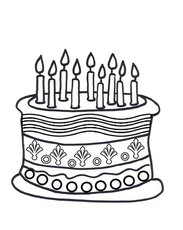 600x751 Birthday Cake Color Page Preschool Printable