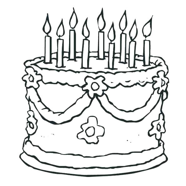 595x595 Birthday Cake Coloring Page Cake Coloring Pages Birthday Cake