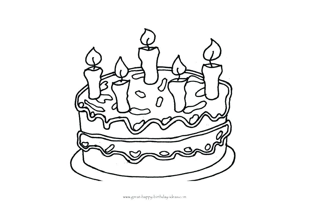 1043x737 Birthday Cake Coloring Pages Free