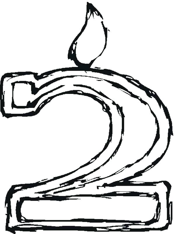 600x800 Candle Coloring Pages Birthday Candle Number 2 Coloring Page Free