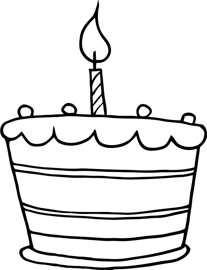 802x1046 Printable Birthday Cake One Candle Working Sheet For Kids