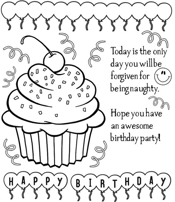 600x689 Happy Birthday Cards Coloring Pages 5 Happy Birthday Card