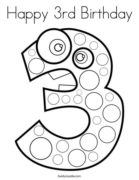 468x605 Happy 3rd Birthday Coloring Page