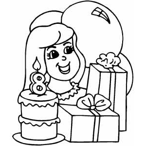 300x300 8th Birthday Card And Gifts For Girl Coloring Pages