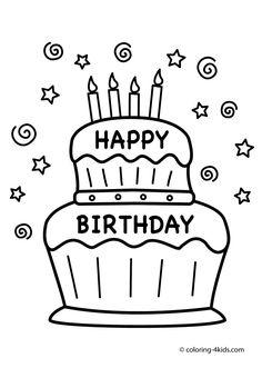 236x331 Black And White Birthday Cake Coloring Food Yiyecek Boyama