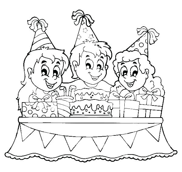 600x569 Birthday Party Coloring Pages Birthday Party Scene For Drawing