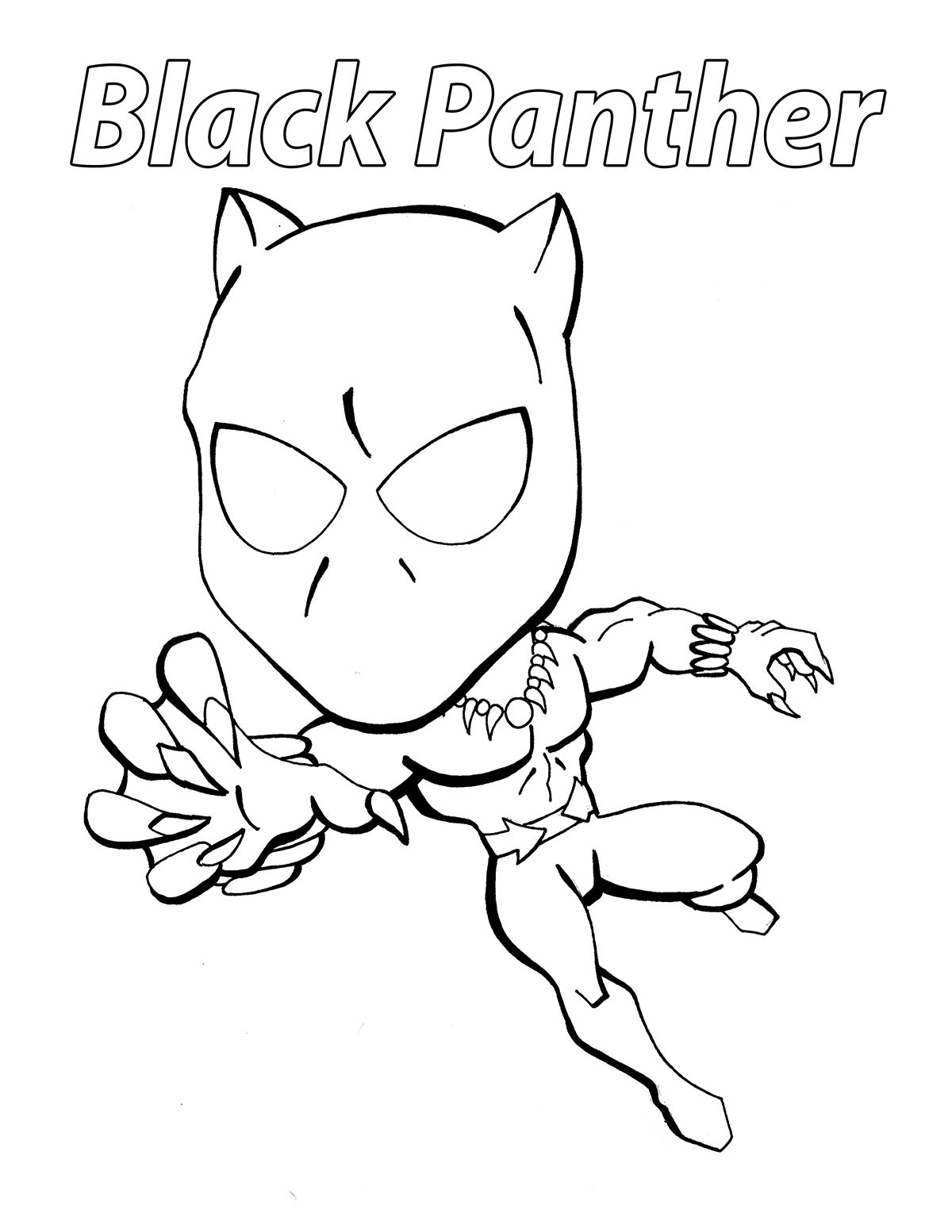 1200x1553 Chibi Black Panther Coloring Page