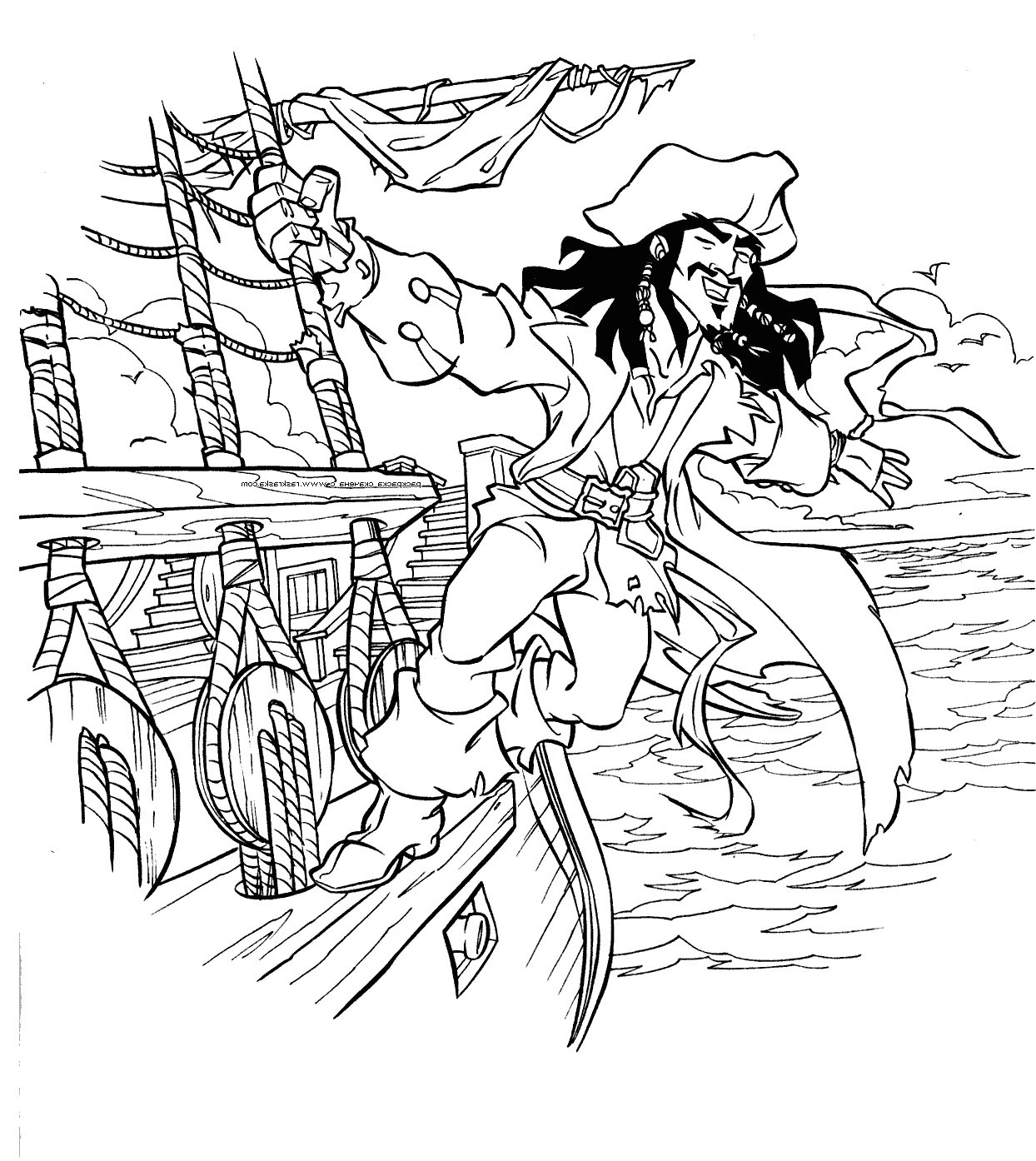 1244x1394 Captain Jack Sparrow On Black Pearl Coloring Pages Camp Within