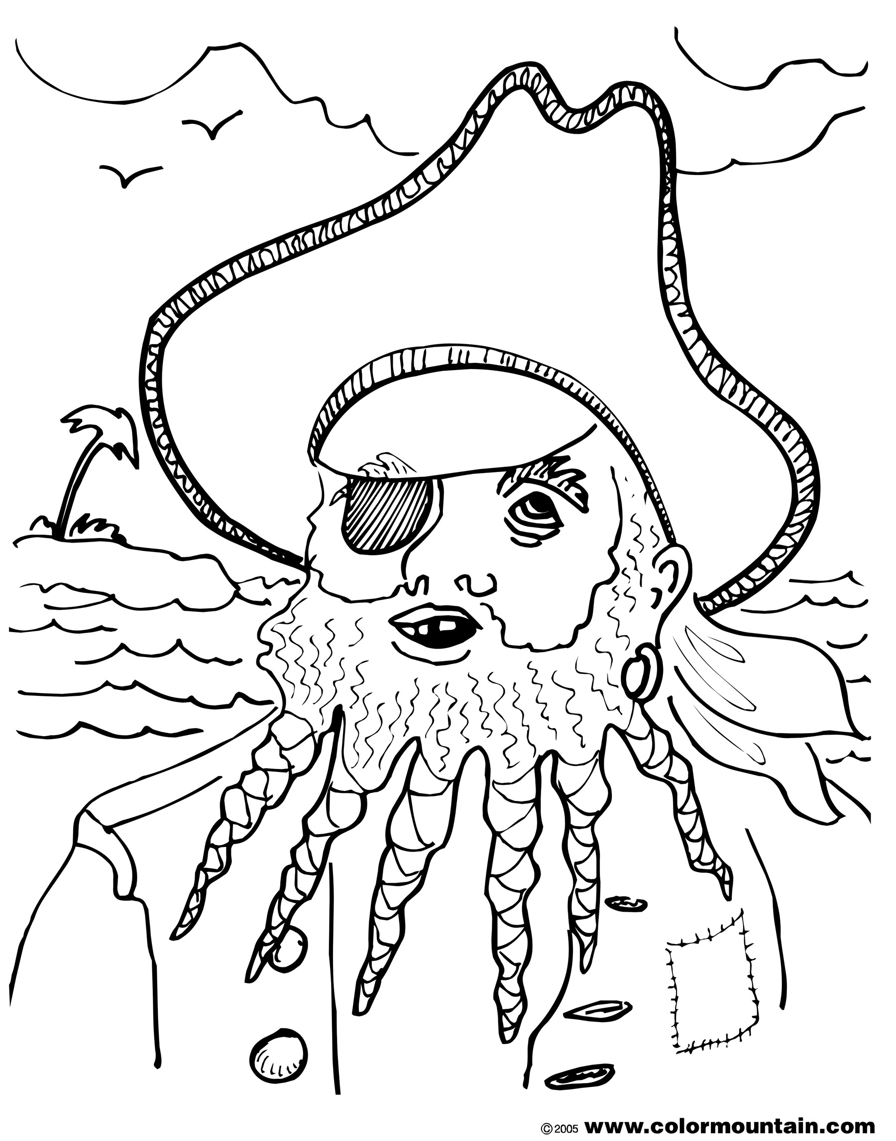 1800x2294 Free Pirate Coloring Page