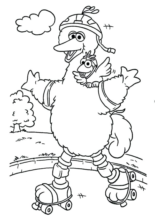 600x839 Bird Color Page Big Bird And Roller Blade In Sesame Street
