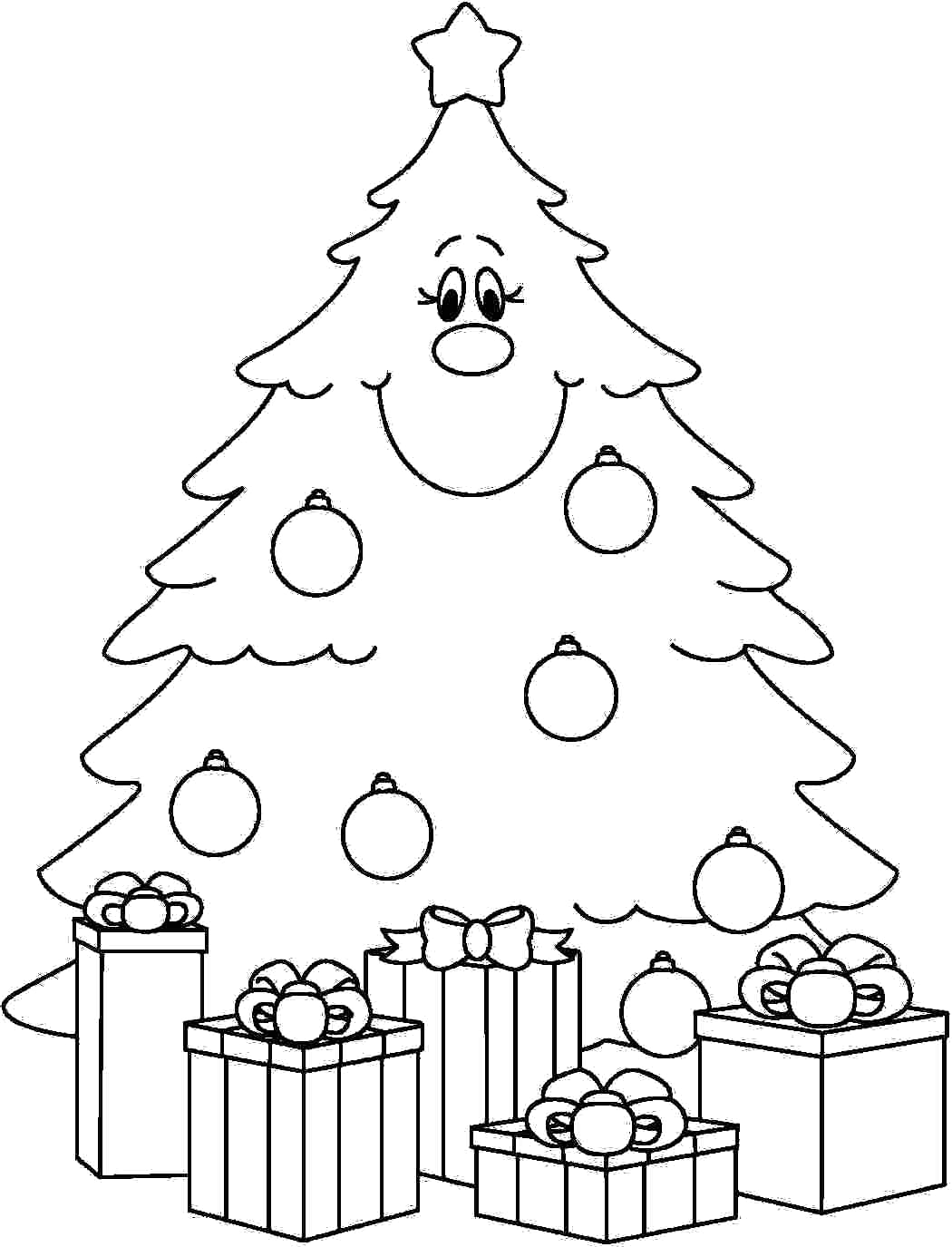 1050x1375 Christmas Tree With Presents Coloring Page 8 In Pages For Kids