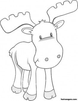 262x338 Printable Coloring Page Moose Kids Easy Coloring Pages