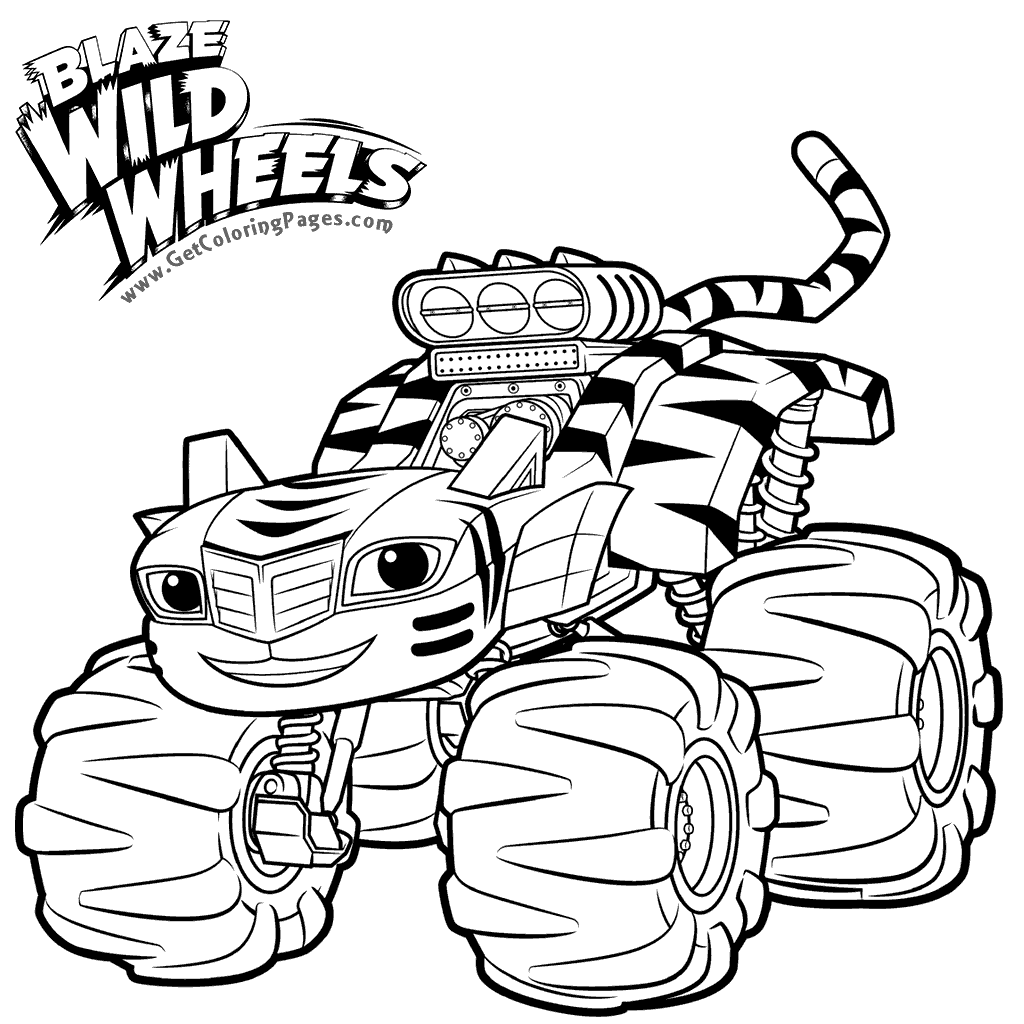 1024x1024 Stripes In Tiger Costume From Blaze Monster Truck Coloring Pages