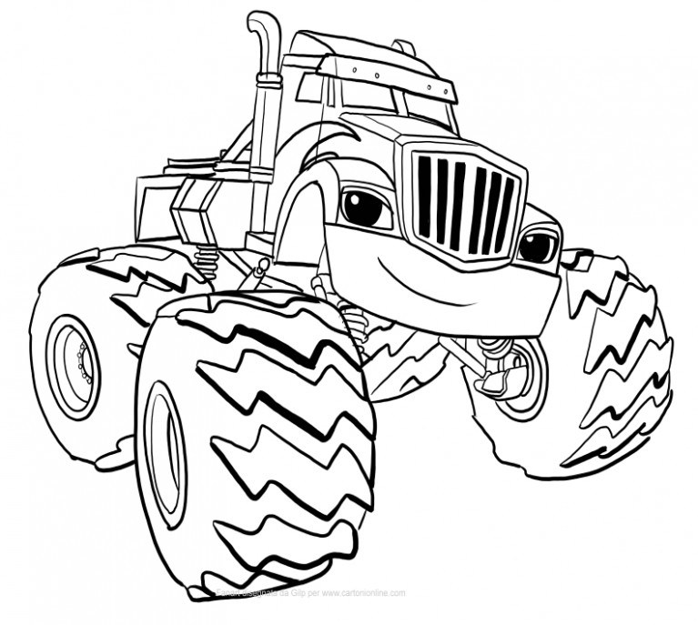 767x687 Crusher Of Blaze And The Monster Machines Coloring Pages Blaze