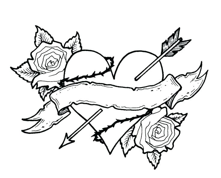 736x593 Coloring Pages Hearts Roses Coloring Pages Of Flowers