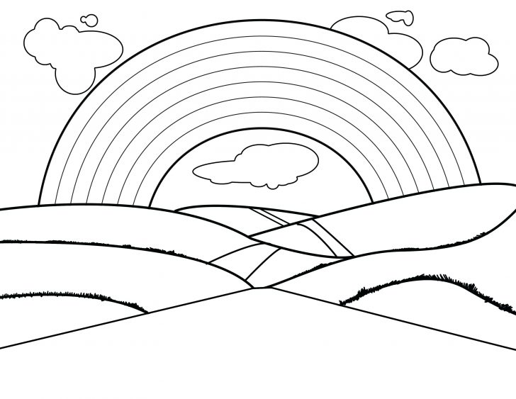 728x563 A Nice Rainbow Behind Blimp Coloring Page Pages Christmas Reindeer
