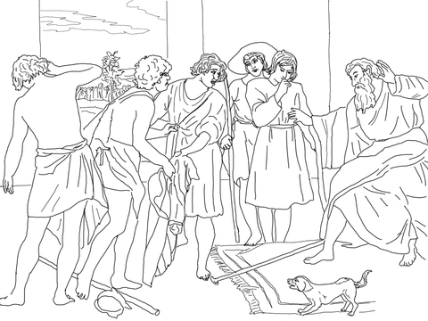 480x360 Joseph's Bloody Coat Brought To Jacob Coloring Page Joseph
