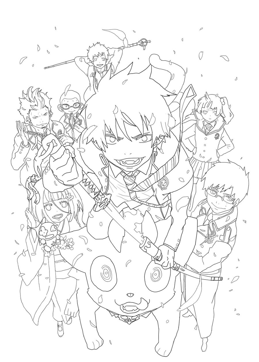 900x1260 Blue Exorcist Lineart By Blackxfish