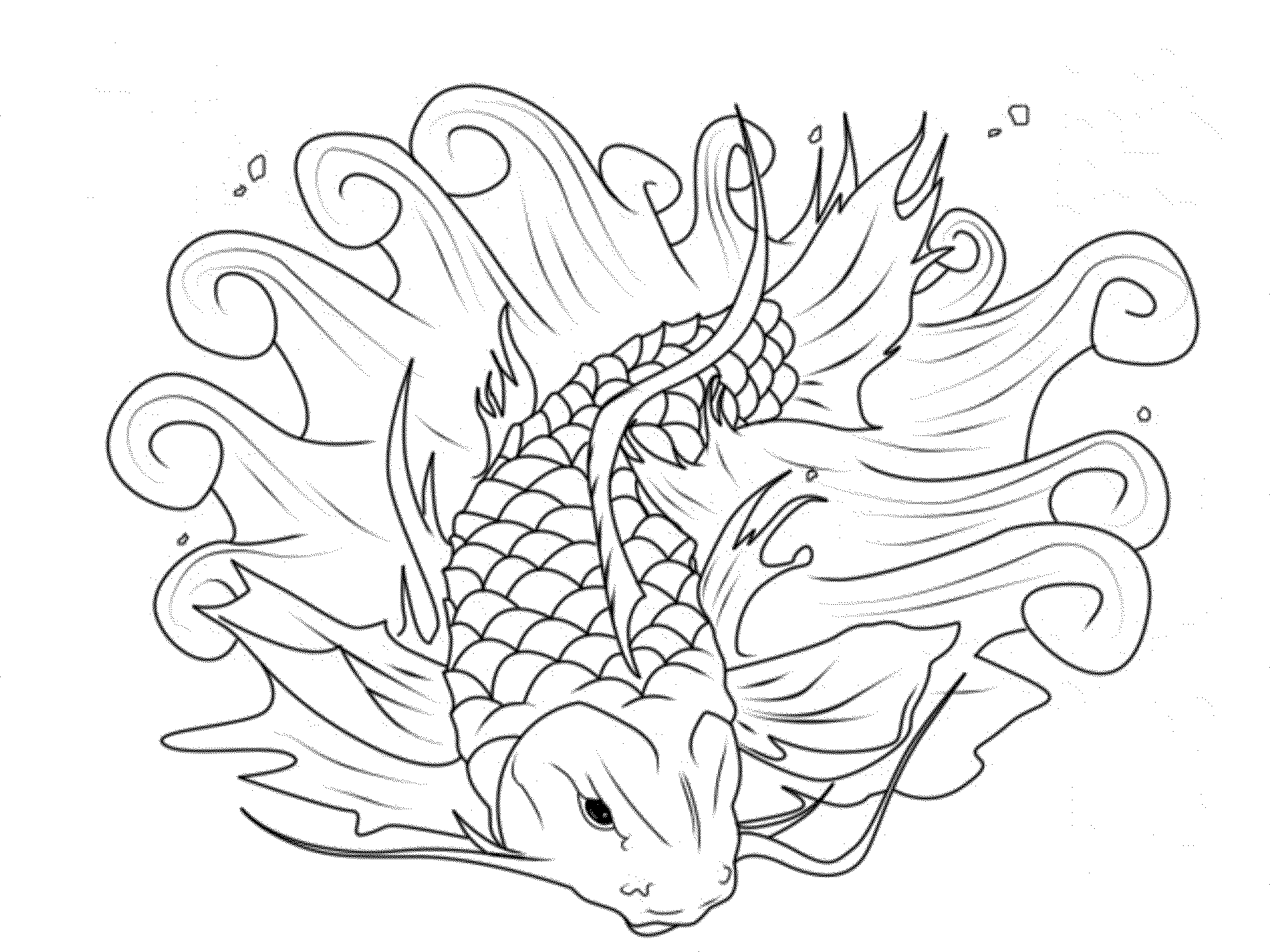 2000x1500 Koi Fish Coloring Page Printable Koi Fish And Red Fish