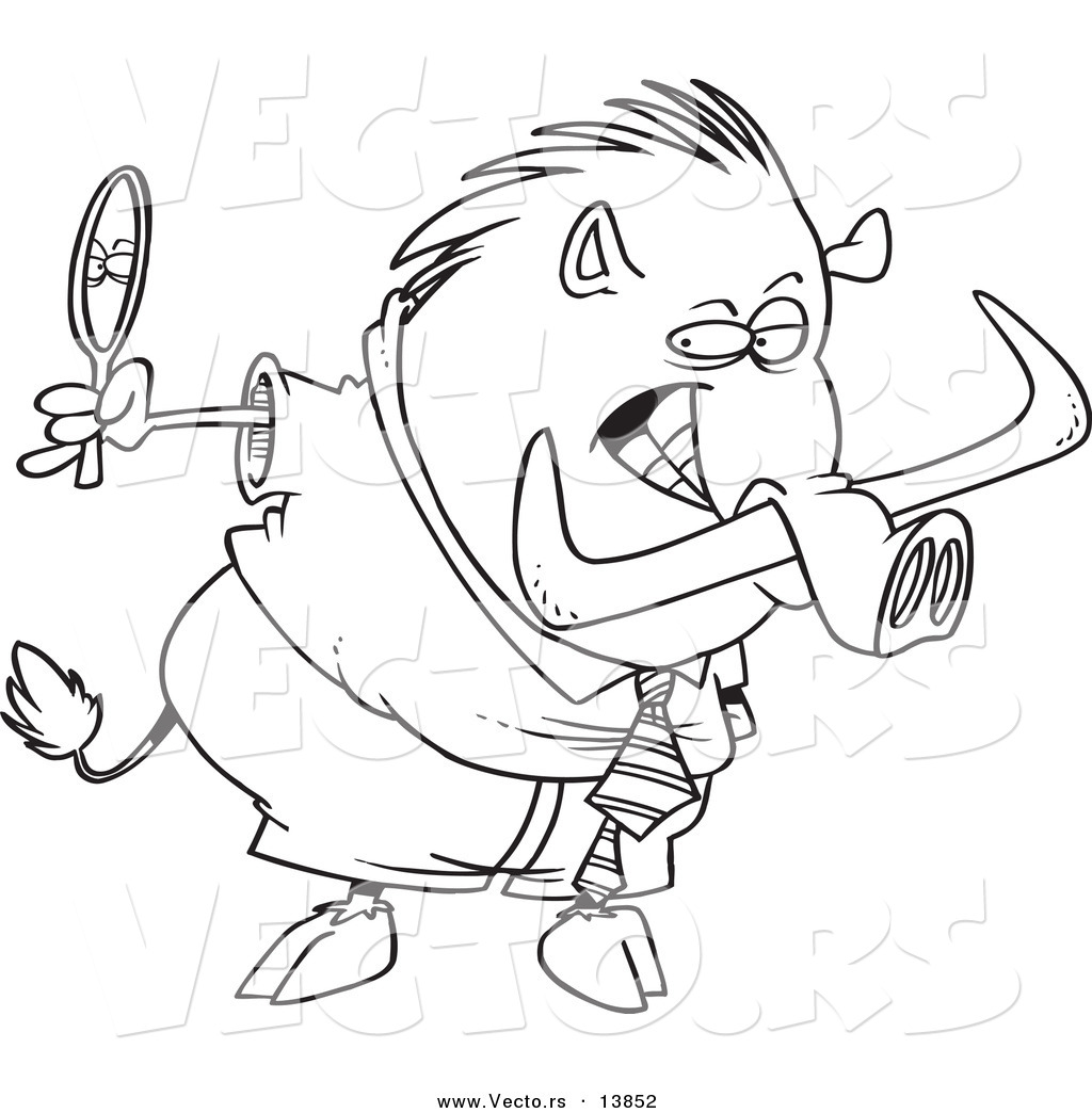 1024x1044 Vector Of A Cartoon Vain Boar Looking In A Mirror