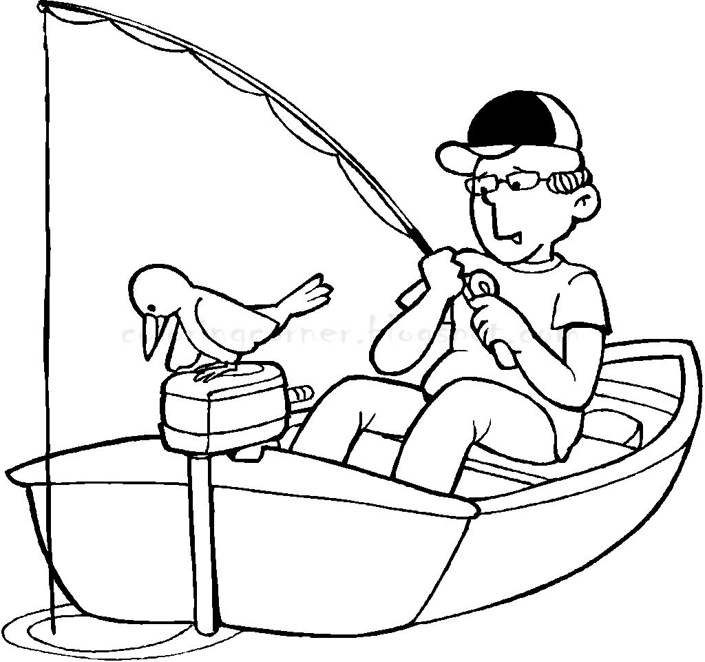 1024x961 Fisherman In A Boat Coloring Pages Printable