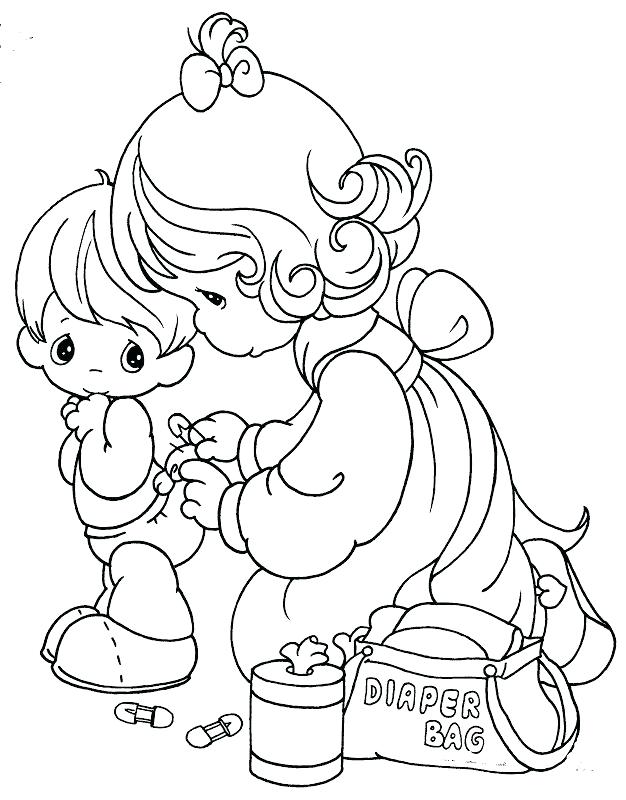 626x800 Precious Moments Coloring Books Changing A Diaper Free Coloring
