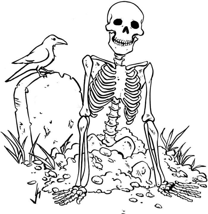 700x719 Zombie Skull Coloring Pages Skulls, Bones, Amp Day Of The Dead