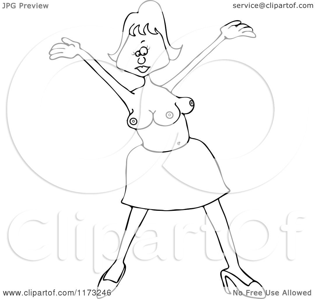 1080x1024 Cartoon Of An Outlined Circus Freak Woman With An Extra Boob