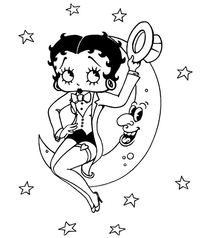 700x800 Betty Boop Page Coloring Book Betty Boop Surrounded By Stars