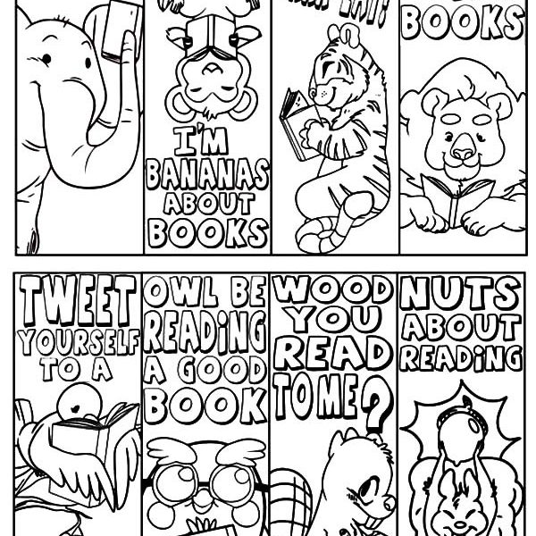 600x600 Bookmarks, Animal Theme Bookmarks Coloring Pages Animal Theme