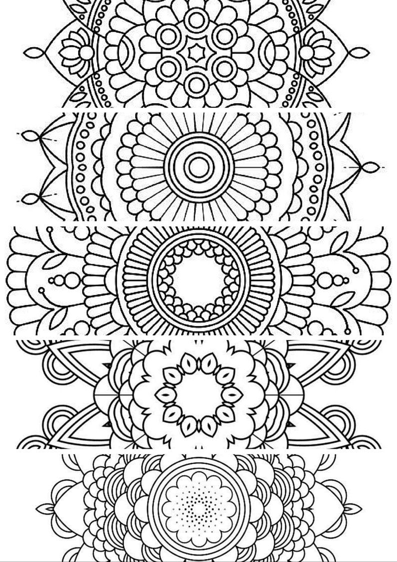 793x1122 5 Bookmarks,printable Bookmarks, Instant Download, Pdf, Mandala