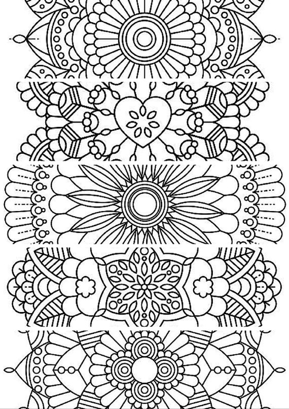 570x806 5 Bookmarks,printable Bookmarks, Instant Download, Pdf, Mandala