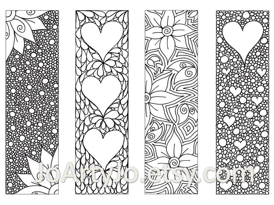 960x720 Valentine's Bookmarks To Print And Color Zentangle