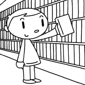 300x300 Bookshelf, Kid Put A Book In The Bookshelf Coloring Pages Kid Put