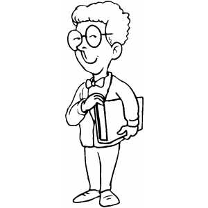 300x300 Bookworm Boy Coloring Sheet