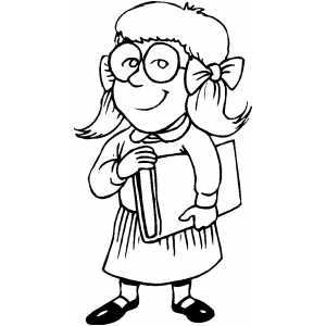 300x300 Bookworm Girl Coloring Page