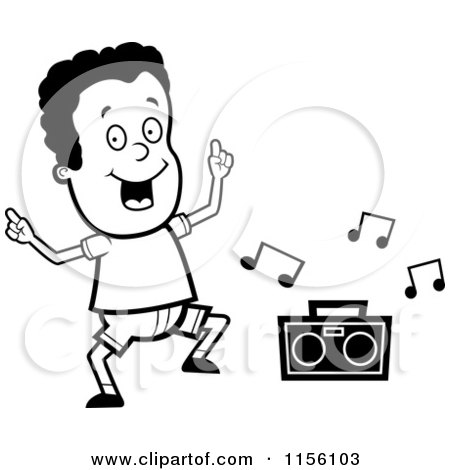 450x470 Cartoon Clipart Of A Black And White Dancing African American Boy