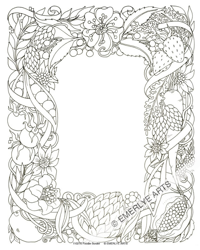 640x800 Flower Border Colouring Pages