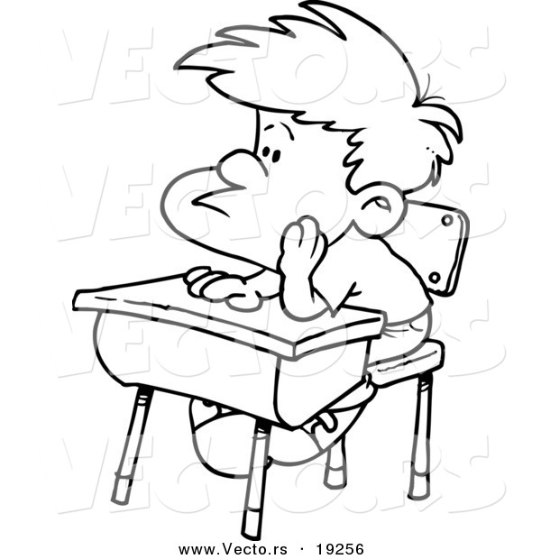 600x620 Vector Of A Cartoon Bored School Boy In Detention