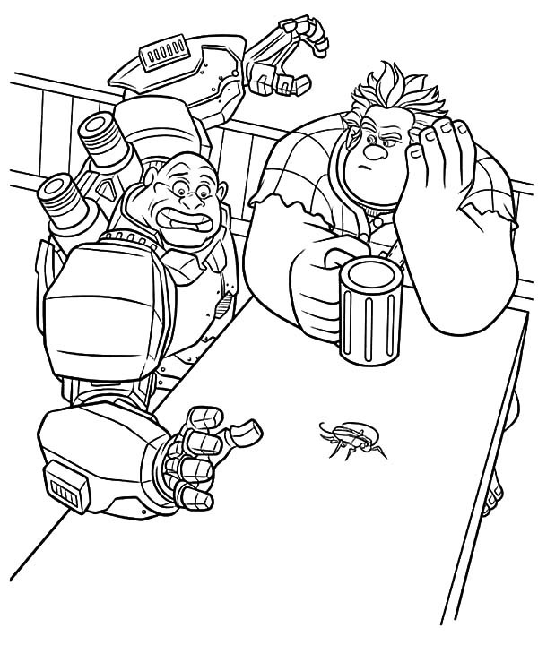 600x720 Wreck It Ralph Bored Listening His Friend Whining Coloring Pages