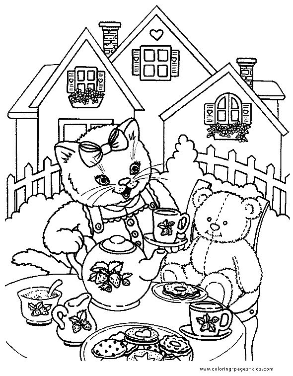 590x757 Splendid Design Inspiration Tea Party Coloring Pages Usa