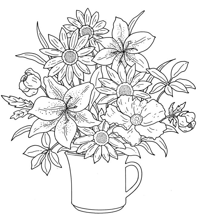 650x722 Bouquet Of Flowers Coloring Pages Flower Bouquet Coloring Pages