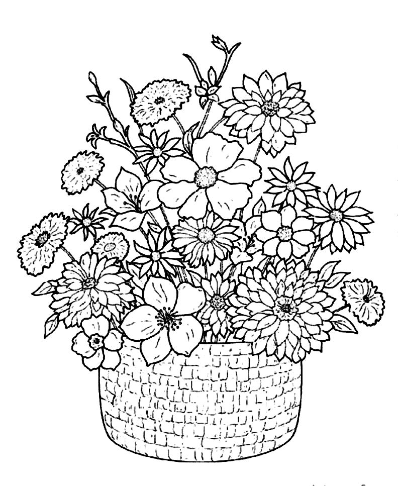 792x967 Flower Bouquet Coloring Pages 473727