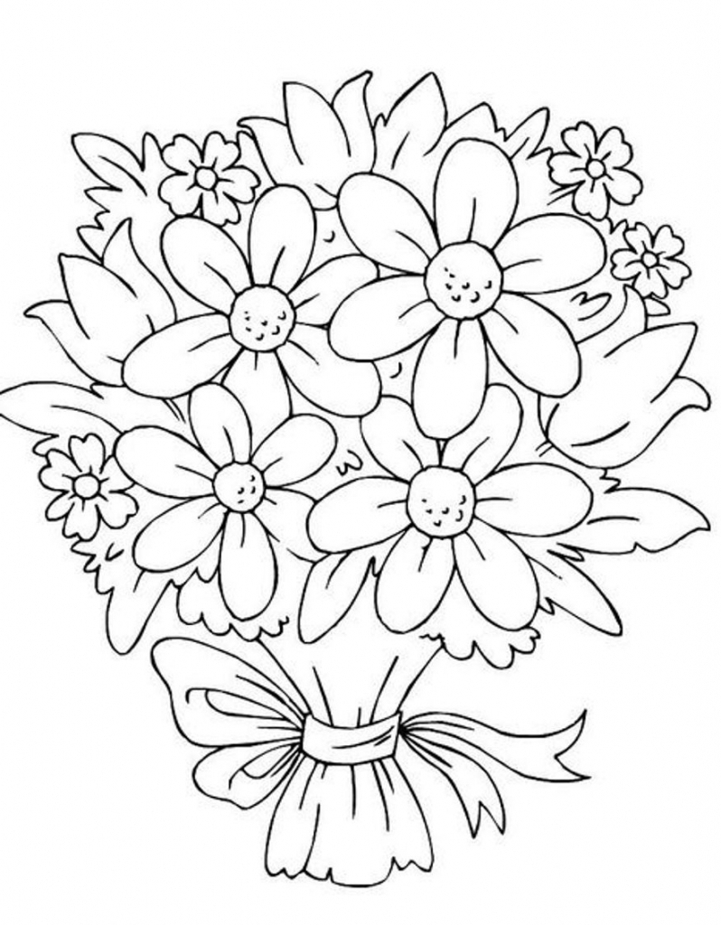 798x1024 Bouquet Of Flowers Coloring Pages