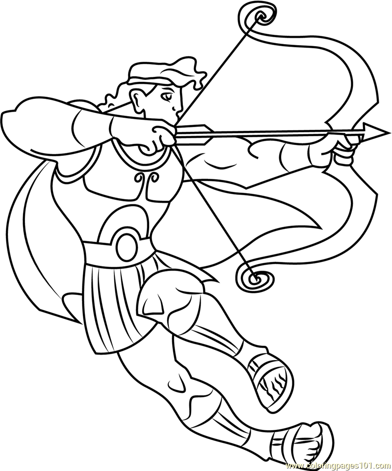 799x961 Hercules Ready To Fight With Bow And Arrow Coloring Page
