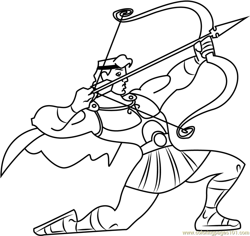 800x754 Hercules With Bow And Arrow Coloring Page