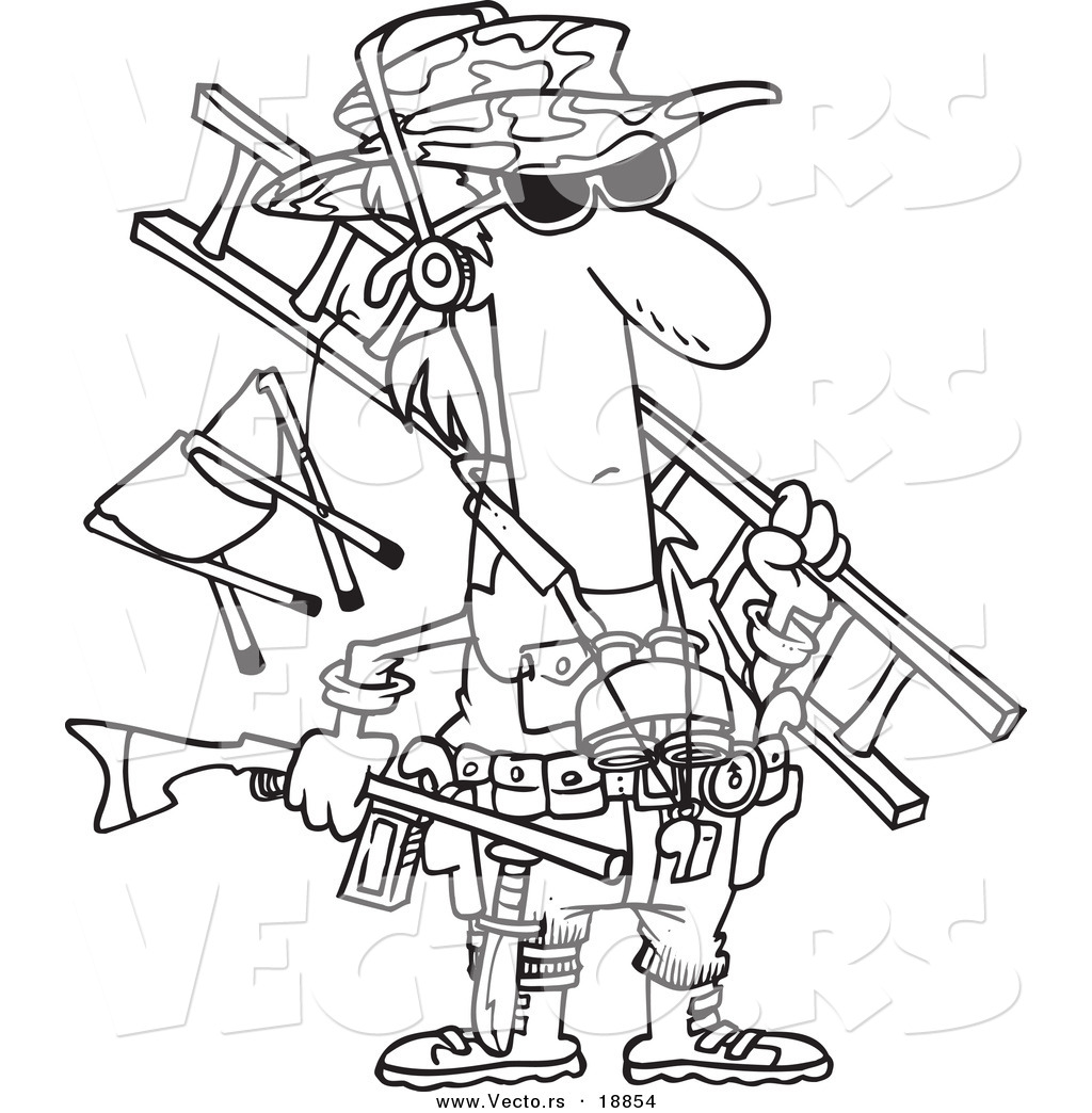 1024x1044 Vector Of A Cartoon Hunter Carrying His Gear