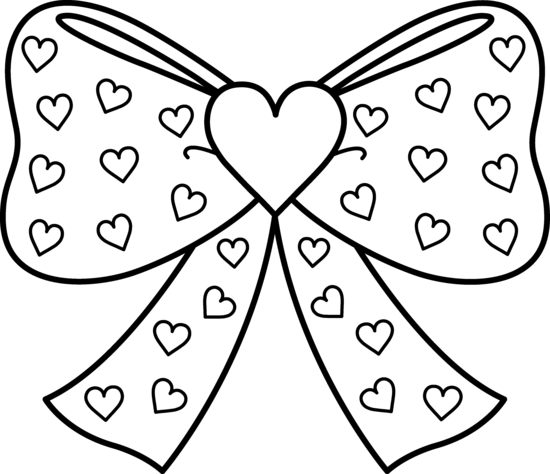 550x474 Bow With Hearts Coloring Page